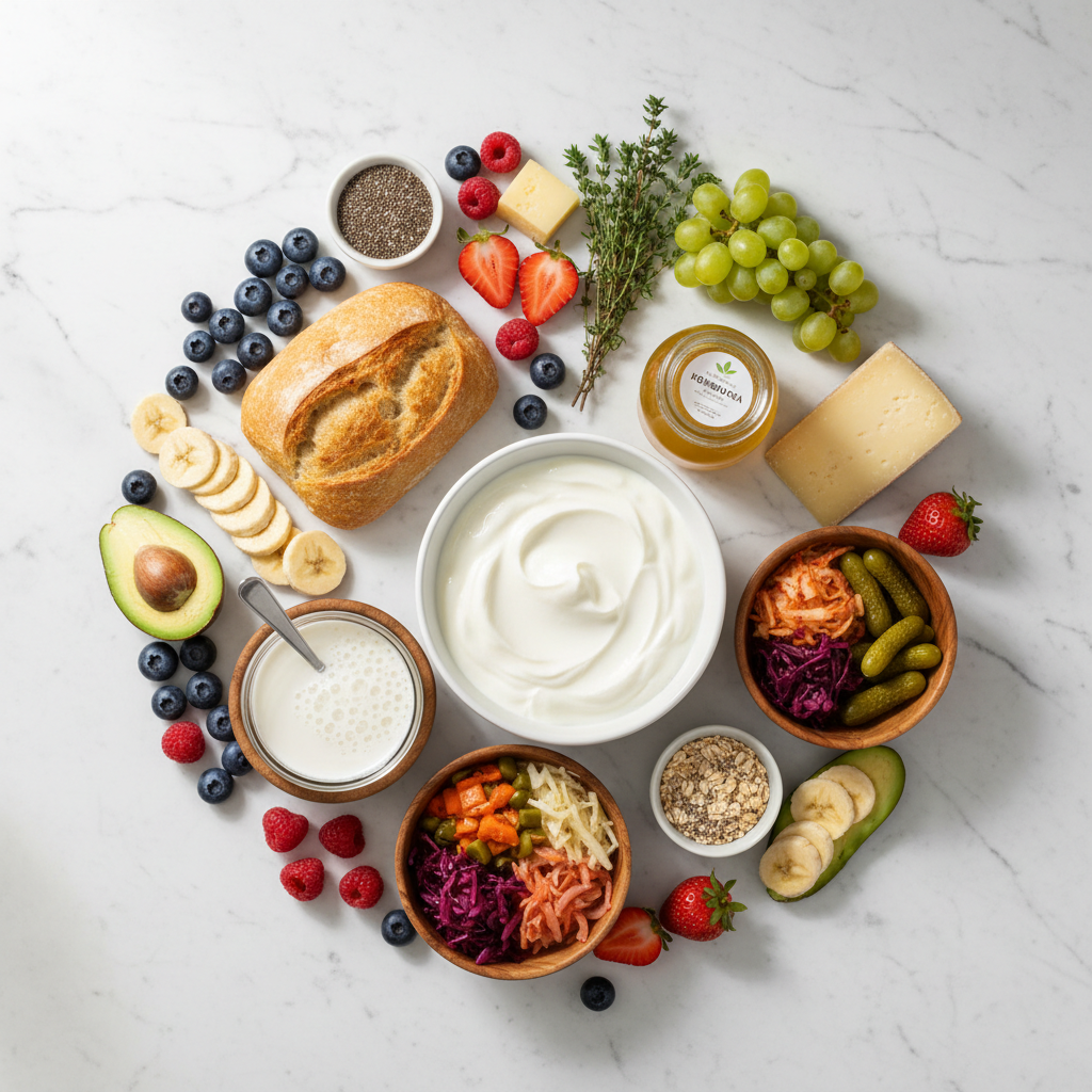 Probiotic Gummies styled with gut-friendly foods