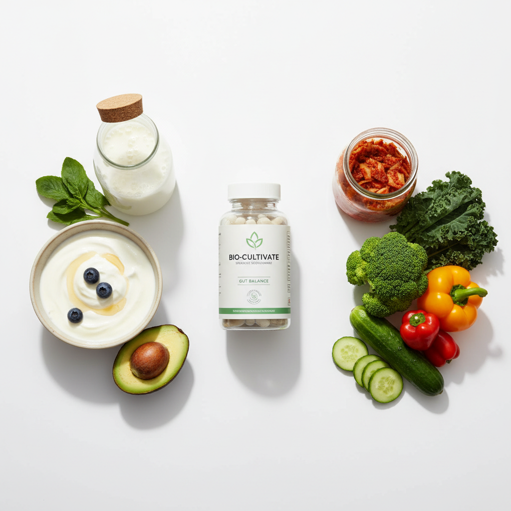 Probiotic bottle with gut-friendly fermented foods